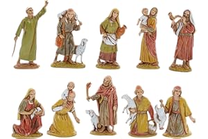 Moranduzzo Set 10 Pastores para Belén de 6,5 cm Escala 1:30 – Mini 6,5 – Figuras Irrompibles, Acabadas a Mano, Escultor M. Landi, Made in Italy