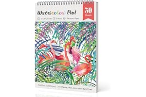 Yordawn Watercolour Paper A4 Watercolour Sketchbook with 30 Sheets Art Supplies for Artists Adults Teens Kids Textured Paper Drawing Pad Watercolour Book for Painting Sketching Flamingo