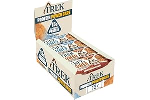 TREK Protein Power Barres | Paquet Assortiment | Végétal | Sans Gluten | Vegan | 15g de Protéines | 12 x 55g Barres | 660g