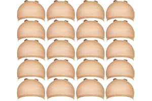Teenitor 20pcs Stocking Caps for Wigs, Beige Wig Cap for Women, Stretchy Nylon Wig Cap