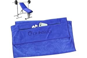 DUNSOO Asciugamano Palestra,Asciugamani Microfibra,Super Assorbente Telo Palestra, Con Tasca Con Cerniera, Per Esercizi Di Fitness, Yoga, Sport Al Chiuso e All'Aperto (120x50cm)
