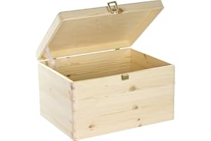LAUBLUST Holzkiste mit Deckel & Schloss - 40x30x24cm, Natur - Aufbewahrungskiste | Erinnerungsbox, FSC® | Bastel- & Geschenkkiste