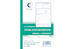 CARNET 'FICHE D'INTERVENTION' 210X140 50/3+0