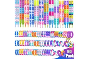 Amyang 90Pcs Pop Bracelet Fidget Toys,Bubble Bracelets,Stress Anxiety Relief Sensory Toys for Kids Adults ADHD ADD Autism,Classroom Exchange Gifts Party Favor Game Prizes