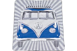 BRISA VW Collection - Couverture de Pique-Nique, Couverture de Jour, jeté Douillet Volkswagen au Design du Combi T1 (Samba Stripes/Bleu/200x150cm)