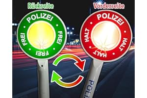 Trendario Polizeikelle Kinder mit Lichtfunktion, Premium Polizei Warnkelle für die Verkleidungskiste, Perfekte Geschenkidee für Kinder
