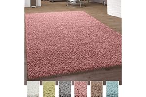 ‎PACO HOME Paco Home Shaggy Teppich Hochflor Langflor Teppiche Hochwertig Pastell Uni Versch. Farben, Grösse:60x100 cm, Farbe:Pink