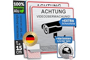 ‎SCHILDERBOXX SCHILDERBOXX® 2er Set Schild Videoüberwachung DSGVO [15x15cm, 100% Alu, 3M Tape] - Idealer Aufkleber Videoüberwachung Schild, Schild Videoüberwachung Privatgrundstück, Schild Kameraüberwachung