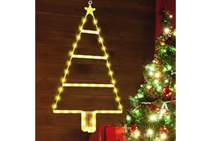Moxled Battery Christmas Lights - 2ft LED Ladder Christmas Lights with Timer, 8 Modes, Waterproof Ladder Christmas Tree Lights for Outdoor Indoor Window Door Wall Xmas Decorations (Warm White)