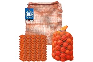 KOTARBAU® 50 bolsas Raschel 50x80 cm, naranja, para patatas, frutas y verduras, soporta 25 kg, polipropileno, malla resistente, ideal para almacenar hortalizas y cebollas.