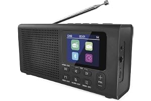 EMOS - DAB+ radio med Bluetooth och dubbel strömförsörjning - Bärbar digitalradio med väckarklocka, sömntimer och 40 minnesplatser - 4 x snabbval - Köksradio DAB+FM med TFT LCD-färgdisplay