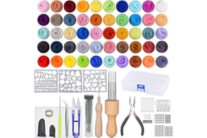 SELLINER Nadelfilz Set,50 Farben Filzwolle,Filz Set mit 297 Stück Nadelfilz Werkzeuges,Filzset für Anfänger mit Grundlegende Filzwerkzeuge,Nadelfilz Starter Set für DIY Handwerk, Heimdekoration