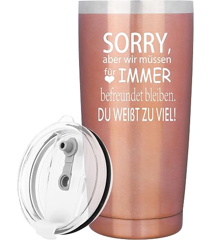 Freundschafts-Tasse 400 Ml Mit Spruch – „Freundinnen Sind Wie Sterne…“, Rosa Marmor-Design, Mit Geschenkbox