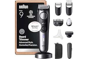 Braun Series 9 Beard Trimmer for Men, 11-in-1 Grooming Kit for Beard, & Face Hair, Lifetime Sharp ProBlade, 52 Lengths, 180 Min Runtime, Waterproof, Chrome - BT9545