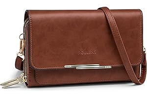 Roulens Borse a Tracolla da Donna,Piccola Borsa per Telefono a Tracolla per Donna con 2 Scomparti Capienti,Borsa Mano PU Pelle Sintetica con Slot per Carte di Credito Cinturino