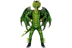 Morph Costume Drago Bambino Verde, Ali Drago, Vestito Drago Bambino, Maschera Drago Bambino, Costume Draghetto Bambino, Costume Dinosauro, Vestito Carnevale Dinosauro Bambino Halloween
