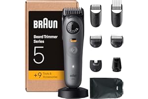 Braun Recortadora De Barba Series 5 BT5565, Barbero Recargable Resistente Al Agua, +9 Accesorios De Afeitado, 120 Min De Autonomía, 40 Longitudes, Lámina Ultra Afilada, Gris