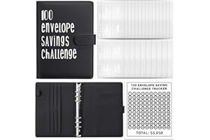 MATHARAGO 100 Day Money Savings Challenge Binder, Black, 6 Ring A5, 100 Envelope Savings Challenge for $5,050 Cash Canada