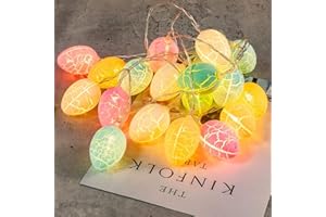 Eambrite Easter Egg Decorations Easter Themed Fairy Lights with 10 Colourful Eggs Powered by Battery Easter Decorations for Party Home Decor - Crystal Cable (7FT/5m)