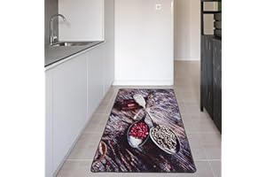 ‎MIQNA miqna Küchenteppich, rutschfeste Küchenläufer, Waschbarer Küchen Teppich, Schwarz Küchenmatte, Waschbarer Küchen Teppich (Spice, 80 x 200 cm)