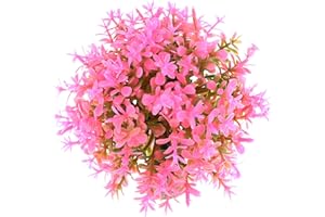 VOCOSTE 1pcs Artificiel Aquarium Herbe Balle, Simulation Plante Balle pour Poisson Réservoir Paysage Plantes Décoration, 3.74X3.74 Pouce Rose
