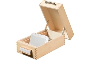 HAN 507, boîte à fiches en bois DIN A7 horiz., 900 fiches, fond métallique et séparateur métallique, bois naturel