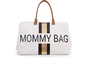 CHILDHOME, Mommy Bag, Sac à Langer, Maternité, Sac de voyage, Grande Contenance, Tapis à Langer, Bandoulière Ajustable, Compartimenté, Poche Isotherme, Passage pour Valise, Black & Gold