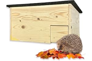 GARTENETAGE Igelhaus mit Rattenklappe aus Holz – wetterfestes Igelhotel für den Garten, sicherer Überwinterungsplatz, naturbelassenes Igelhaus für Wildtiere, nachhaltiger Unterschlupf
