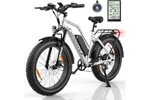 Vipdrive Bici Elettrica per Uomo Donna, Batteria Rimovibile 48V 15Ah/13Ah, 26"/24"x4.0" Fat Tire Bicicletta Elettrica, fino a 100 km, Cambio a 7 Velocità, Display LCD, Sospensione Anteriore