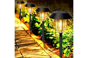 SOLARBABY Lámparas de camino solar al aire libre, 6 grupos de lámparas solares metálicas impermeables en jardines al aire libre, lámparas solares en jardines al aire libre