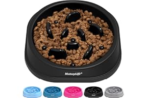 MateeyLife Comedero Perro Antivoracidad - Cuenco Puzzle Interactivo para Alimentación Lenta y Evitar Hinchazón - Comedero para Perros Pequeño y Mediano(Negro 15,24 cm)