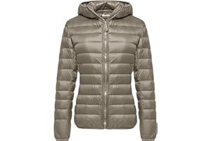 Wantdo Piumino Leggero Ripiegabile Giacca con Cappuccio Antivento Giubbotto Corto Slim Fit Capispalla da Montagna Caldo Invernale Donna