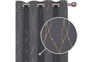 Deconovo Tende Oscuranti Termiche Isolanti Casa, Moderne Stampate con Occhielli Interni Coprente, per Soggiorno, Bambini, 2 Pannelli Grigio Scuro 140x245 cm