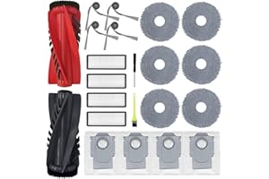 SpeHiate Accessoires pour Roborock Qrevo Curve/Qrevo Edge/Qrevo Curv S5X/ Qrevo Edge S5A, Pièces avec 1 Brosse Principale, 4 Filtres HEPA, 6 Serpillère, 4 Sacs à Poussière, 4 Brosses Latérales