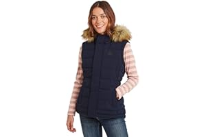 TOG 24 Cowling Womens Ultra Warm Wind Resistant Padded Gilet with Pockets and Faux Fur Trim Hood