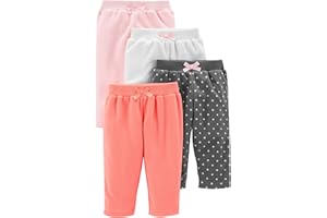 Simple Joys by Carter's Pantalones de Forro Polar Bebé Niña, Pack de 4