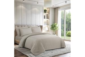 LYMA Bedding Duvet Cover Set Double Plain, OEKO-TEX Certified, Ultra Soft NanoPlush Double Brushed Quick Dry Fabric with Button Closure, Wrinkle Fade Resistant Quilt Cover with Pillowcases (Beige)