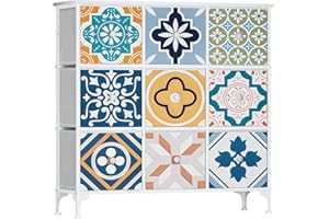 HAODACULTURE Cajonera para Armario, Cómoda de Tela, Unidad de Almacenamiento con 8 cajones Extraíbles con Parte Superior de Madera para Dormitorio (100x30x103cm)