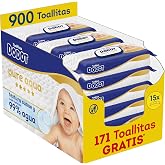 Dodot Pure Aqua Soft Textured Baby Wipes, 900 Wipes (15 Packs of 60 Count) with 99% Water Lotion