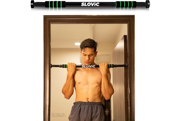 Slovic Pull up Bar for Home for Kids & Adults 100 KG Pull up Bar Wall Mounted with Anti-Skid Grip No-Drill Installation Pull-up Bars for Home Workout Gym Equipment for Home Workout (62-100 CM)
