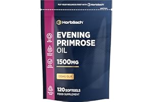 HORBÄACH Evening Primrose Oil 1500mg | High Strength with Omega 6 and GLA | Cold-Pressed | 120 Softgel Capsules | by Horbaach