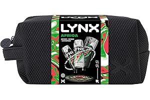 Lynx Gift Set Africa Washbag with a body wash, a body spray, an anti-perspirant and a Washbag perfect for any occasion 3 piece