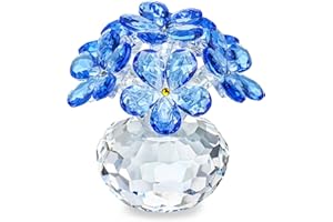 H&D HYALINE & DORA Blue Crystal Forget Me Not Flower Figurine - Gifts for Mom, Wife, Girlfriend - Glass Ornaments for Home, Office, Tabletop Centerpieces