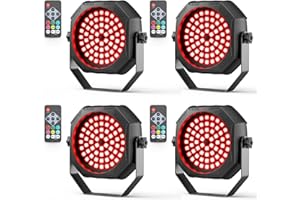 ‎OLOAXOLX 30W Mini RGBW akku 60 LED Par Licht mit Fernbedienung Wiederaufladbar Batterie Bühnenlicht Stroboskoplicht mit Sprachsteuerung, Automatikmodus Discolicht für DJ Party Geburtstag Zimmer (4 Stück)