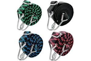 Zanmuk Bungee Cords Straps with Hooks - 2m 4 Pack Adjustable Elastic Bungee Cord Heavy Duty Bungee Straps