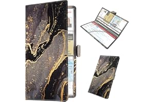 RSAquar Car Registration and Insurance Holder, Vehicle Glove Box Organizer Cool Car Accessories, Car Document Holder for Cards, Driver License and Essential Document, Marble Black