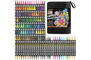 ‎NICETY NICETY 128 Acrylstifte für Steine Wasserfest - Dual Tip Acrylmarker Multimarker für Steine Bemalen Holz Stein Stoff Leinwand Glas Keramik, 0.5-5mm Acrylfarben Stifte Acrylic Paint Marker Set