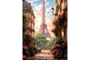 WENFDRTR Iiron Tower Paint by Numbers for Adults-Iiron Tower Painting by Numbers for Adults,London Paint by Number for Adults Wall Art Decor Gifts(16x20 Inch,Frameless)