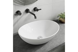 Home Supplies Ceramic Cloakroom Basin Hand Washing Sink, Modern Design Gloss White Countertop Basin Cloakroom Sink for Bathroom Lavatory, Vanity Cabinet. (145x330x405mm(HxWxD))