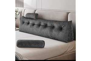 ‎Z-HOM Z-hom Bücherkissen, Keilkissen, Lesekissen Für Bett Und Sofa, Cozy Rückenkissen, Praktisches Seitenfach, Removable Cover, Mit Rundem Kopfkissen (Grau, 200 * 50 * 20cm)